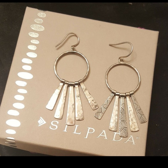 Silpada Vintage Sterling Silver “Nod To Mod" Textured Fringe Dangle Earrings - Picture 8 of 10